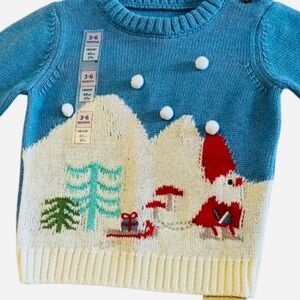 3-6m M&S Blue Santa Sweater